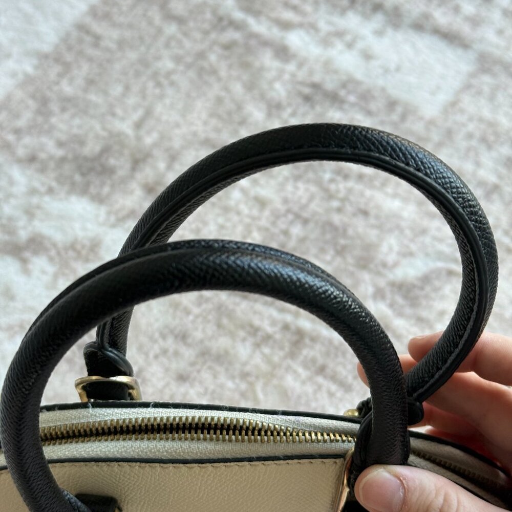 Coach Mini Sierra Satchel Colorblock Crossbody Bag Leather Cream Taupe Black - Picture 4 of 13